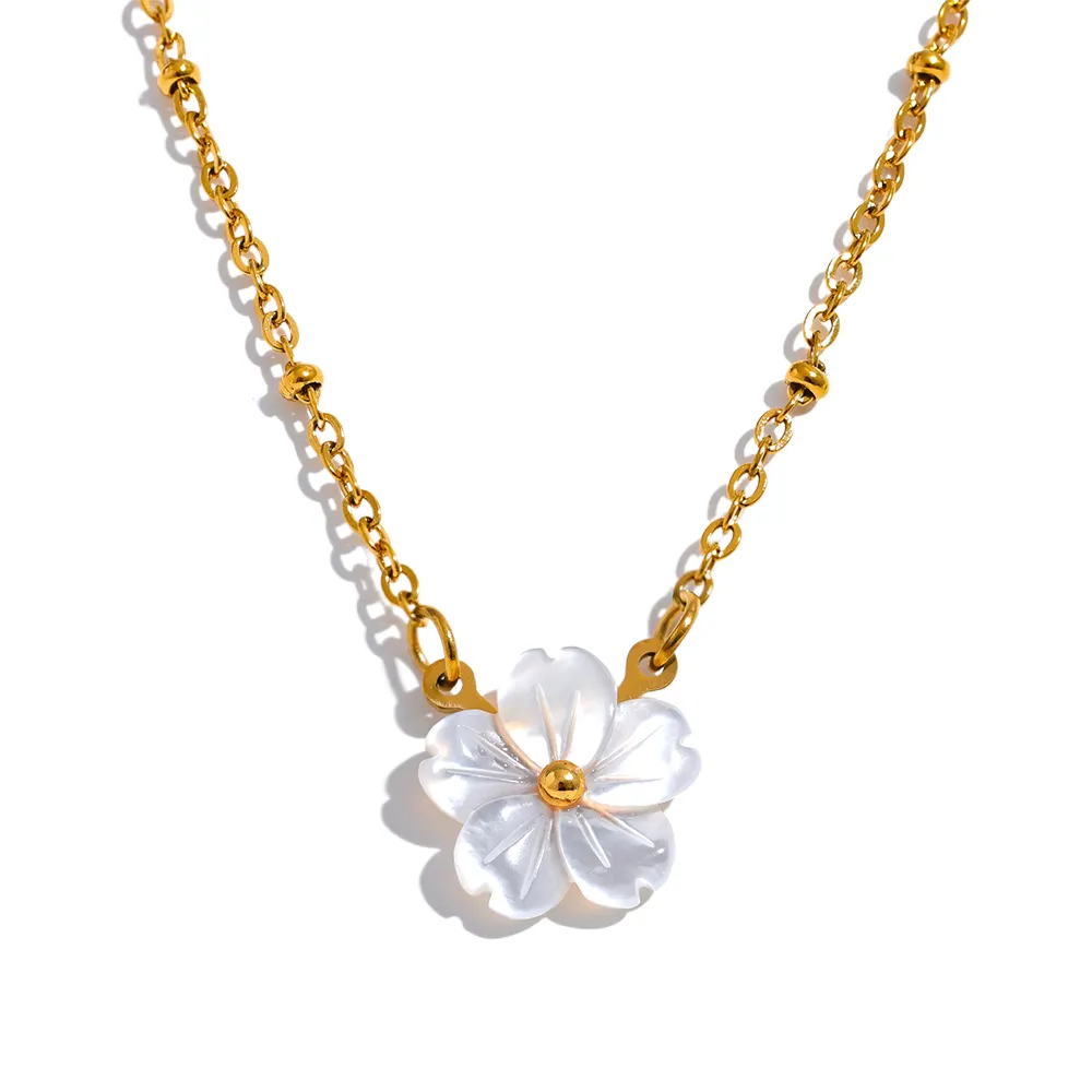 Colar com Pingente Flor Natural Shell Premium Velavue