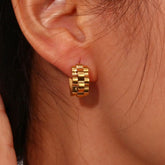 Brinco Meia Argola Texturizado Dourado Velavue