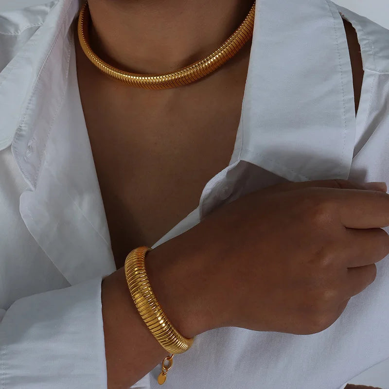 Conjunto Colar e Pulseira Cobra Velavue