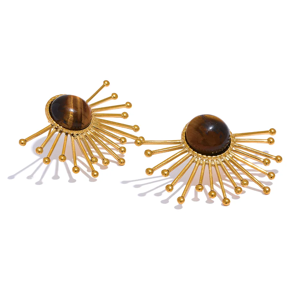 Brinco Dourado com Pedra Natural Velavue