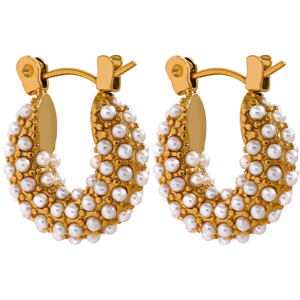 Brinco Argola Dourada com Pérolas Velavue