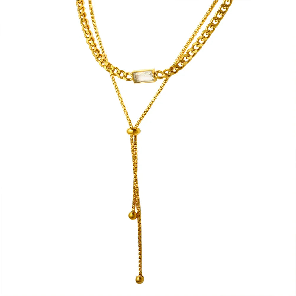 Colar Duplo com Cristal de Zircônia Velavue