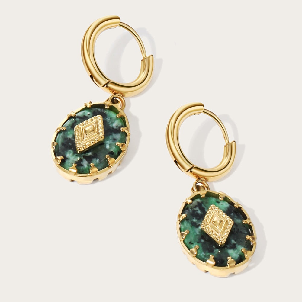 Brinco com Pedra de Turquesa Africana Velavue