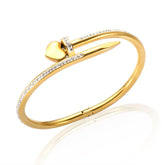 Bracelete Cravejado Dourado Coração Velavue