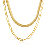 Colar Duplo Malha e Elos Banhado a Ouro 18K Velavue
