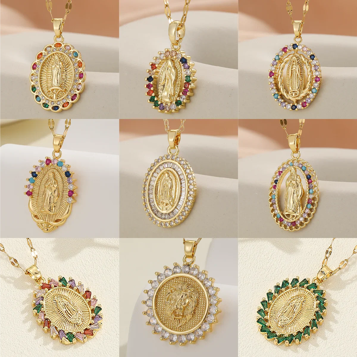 Colares com Pingente Virgem Maria Banhado a Ouro 18K Velavue