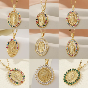 Colares com Pingente Virgem Maria Banhado a Ouro 18K Velavue