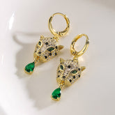 Brinco Leopardo com Cristal Verde Velavue