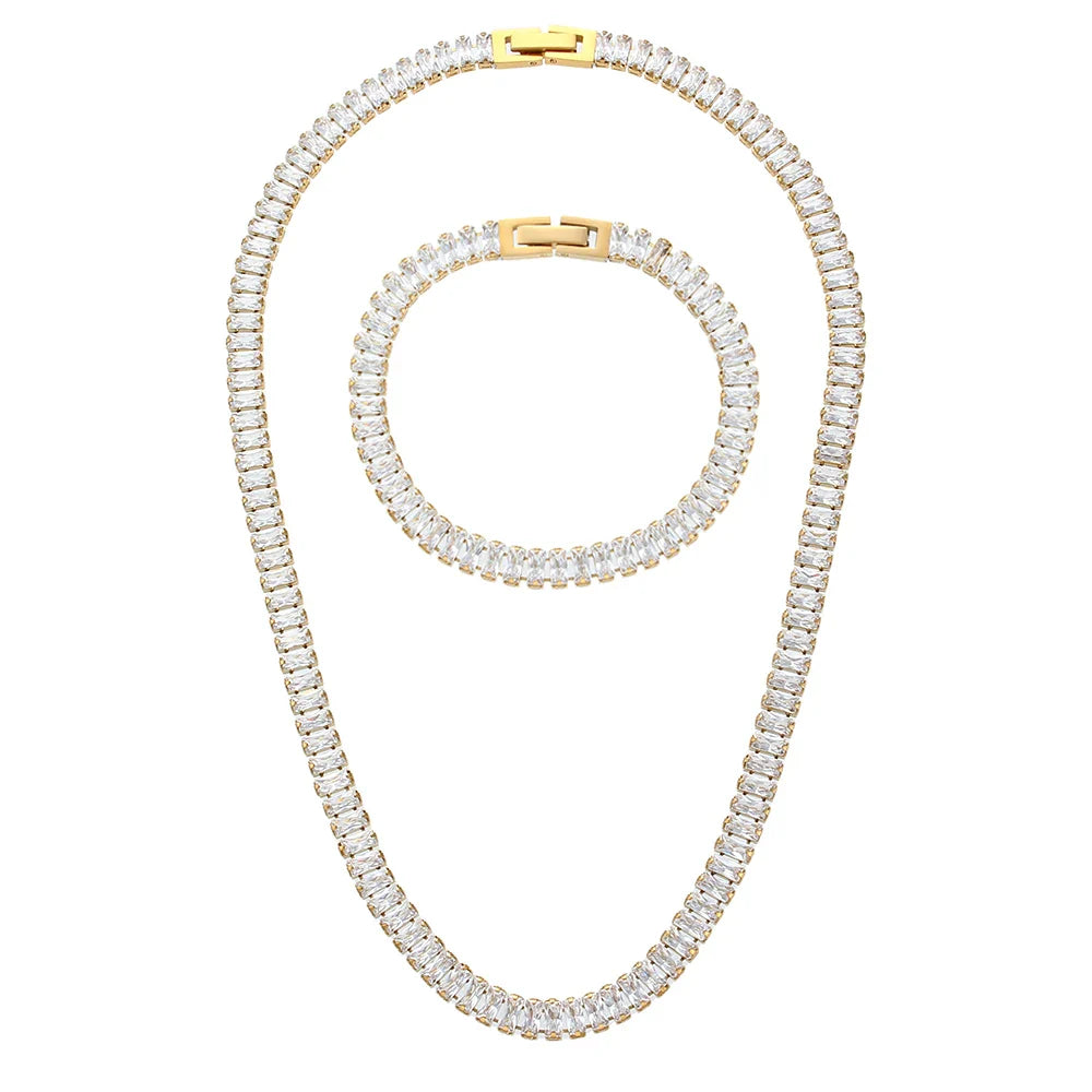 Conjunto Colar e Pulseira Cravejada com Zircônia Velavue