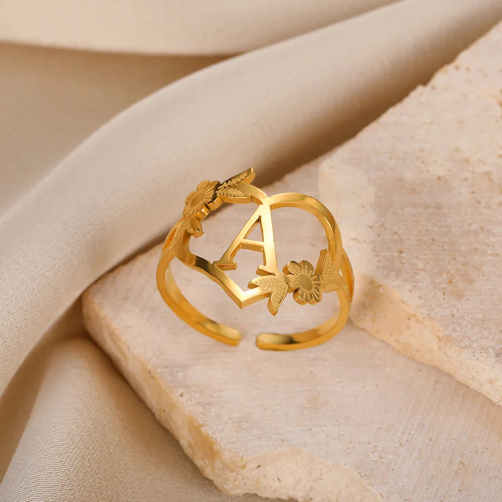 Anel Letra Inicial luxe Ajustável Velavue