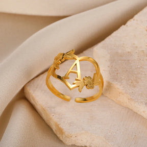 Anel Letra Inicial luxe Ajustável Velavue