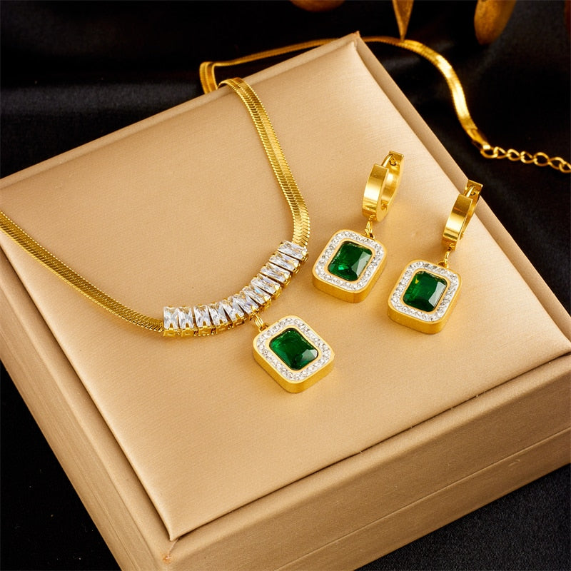 Conjunto Colar e Brincos com Cristais de Zircônia Velavue