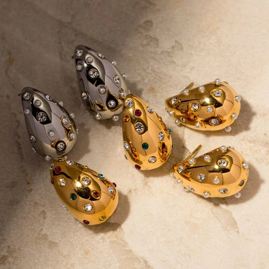 Brinco Gota com Cristais de Zircônia Velavue