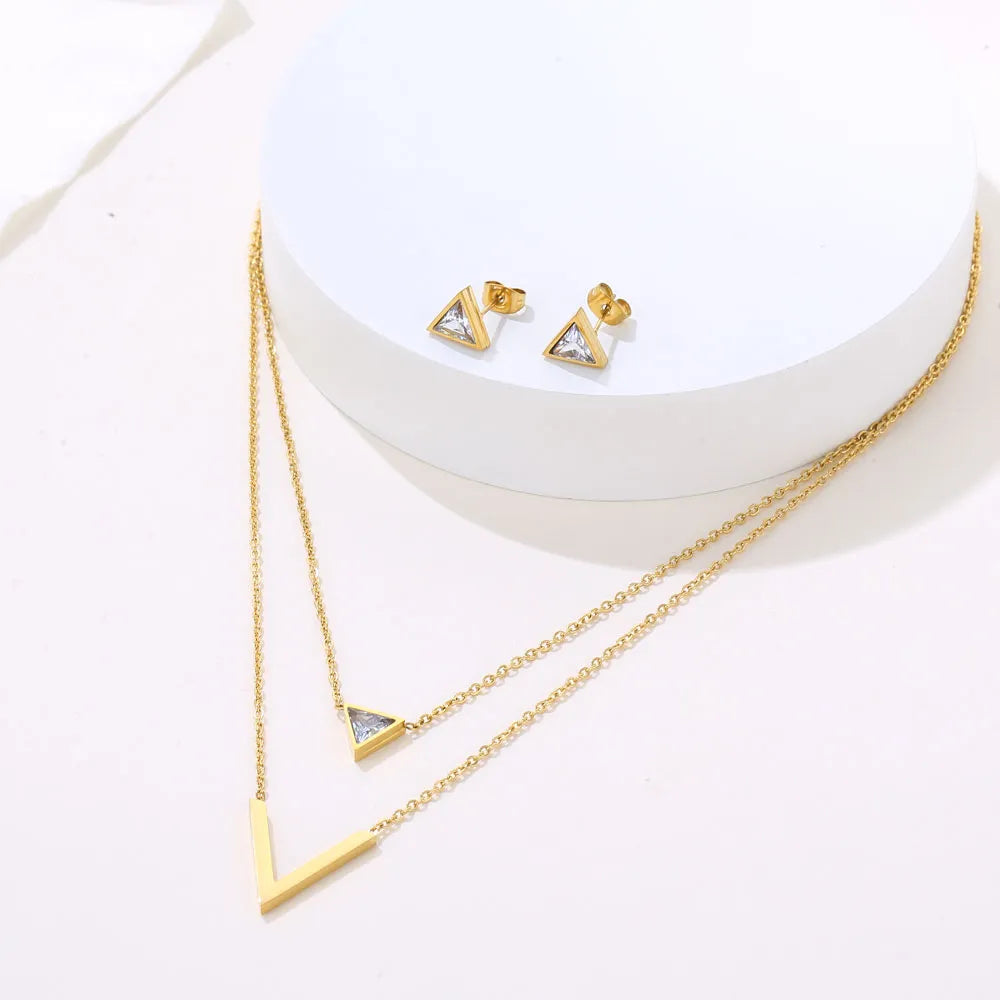 Conjunto Colar e Brincos Geométrico Velavue