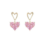 Brinco Coração de Zircônia Rosa Velavue