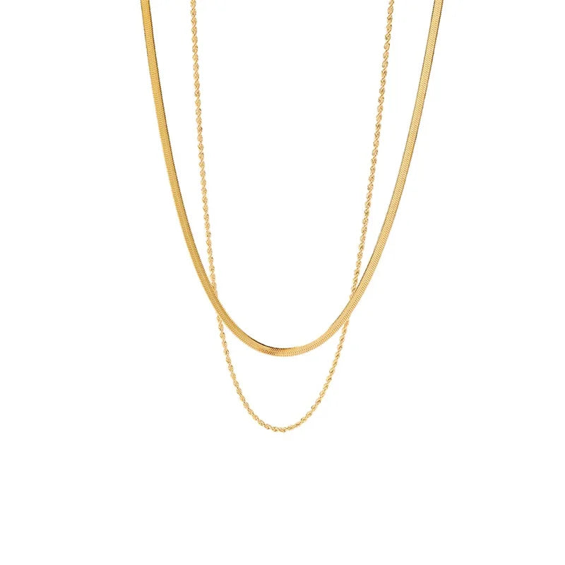Colar Duplo Banhado a Ouro Velavue