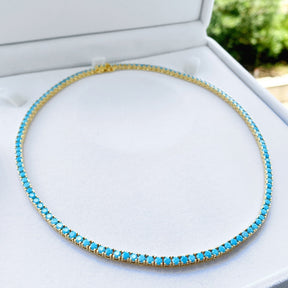 Colar Cravejada com Pedras de Turquesa 3mm Velavue