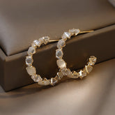 Brinco Argola Dourado com Pedras de Opala Velavue
