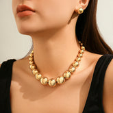Conjunto Colar e Brincos Bola Dourada Velavue