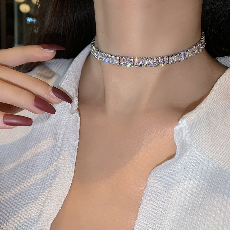 Gargantilha Riviera com Cristais de Zirconia em Cubos Velavue