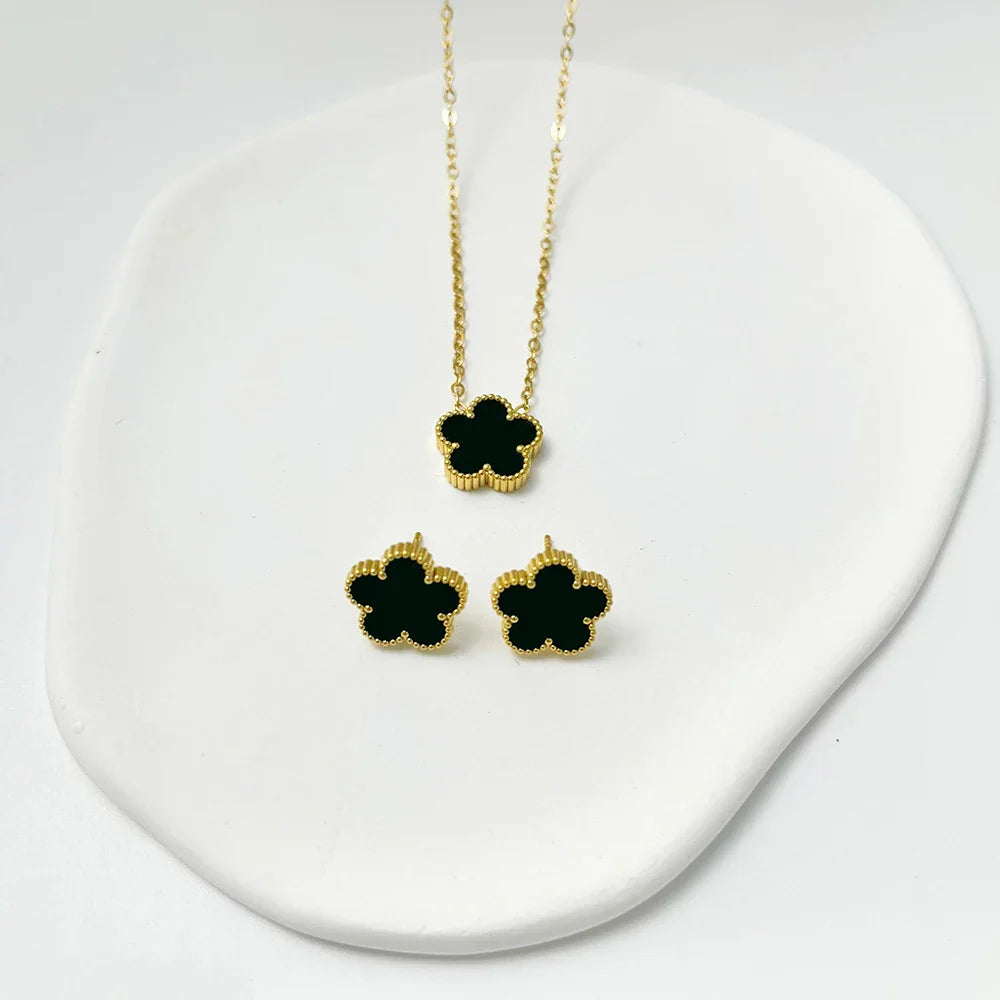 Conjunto Colar e Brincos Trevo Velavue