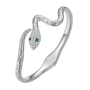 Bracelete Cobra com Zircônias Verdes Velavue