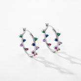 Brinco Argola com Zircônias Coloridas - Prata 925 Velavue