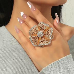 Anel Flor com Zircônia Ajustável Velavue