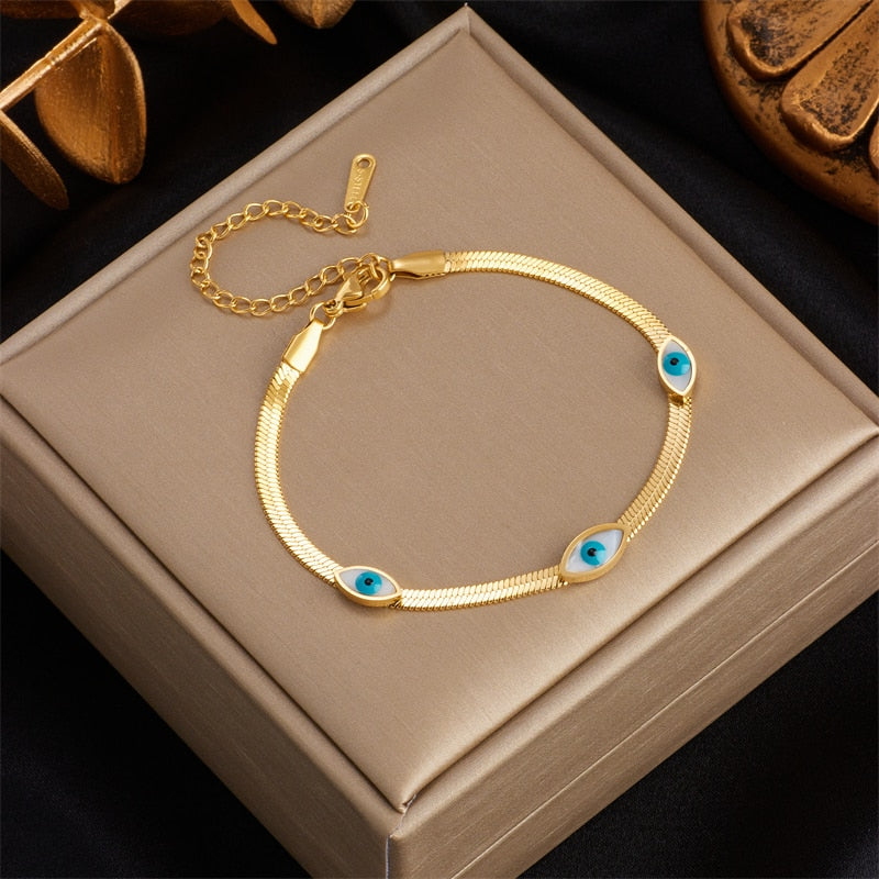 Pulseira Dourada Olho Grego Velavue