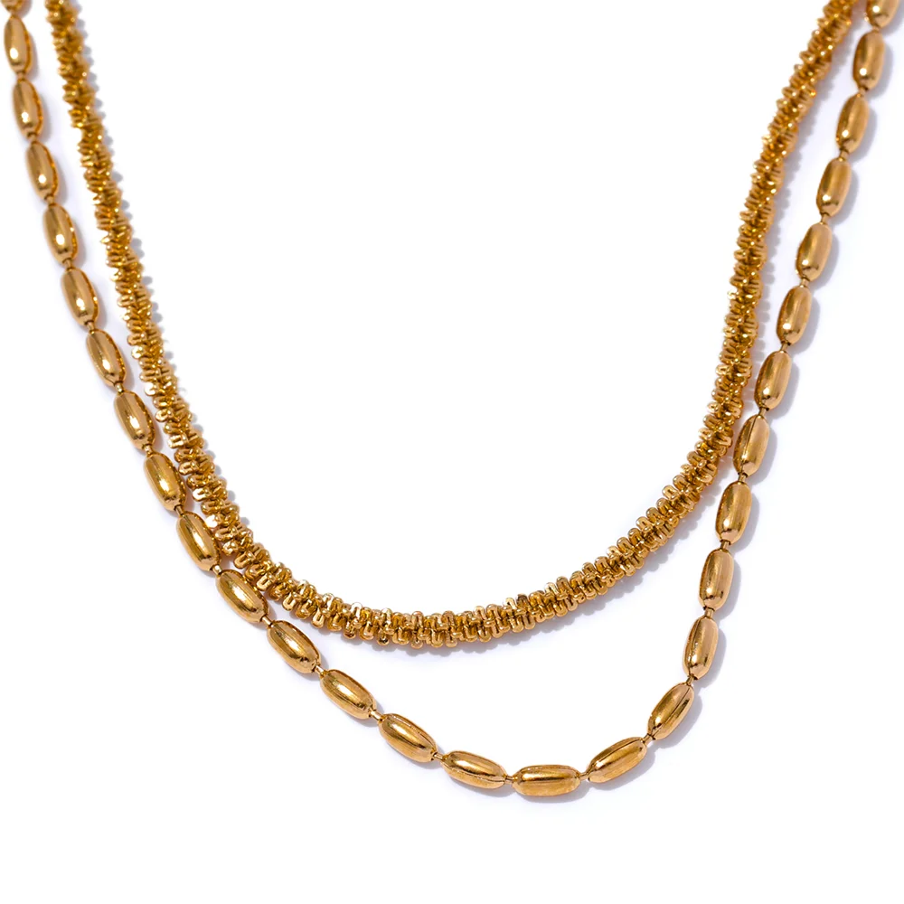 Colar Duplo Dourado Texturizado Velavue