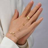 Pulseira com Anel Coração Banhada A Ouro 18K Velavue