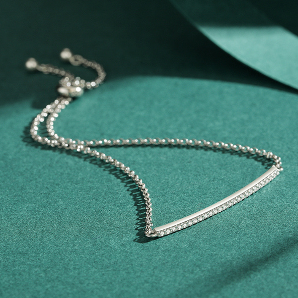 Pulseira de Zircônia Cúbica Ajustável de Prata Velavue