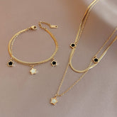 Conjunto Colar e Pulseira com Pingente Estrela Velavue