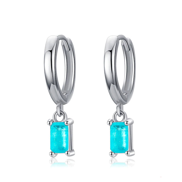 Brinco Prata de Argola com Pingente Turmalina Paraíba Azul Velavue