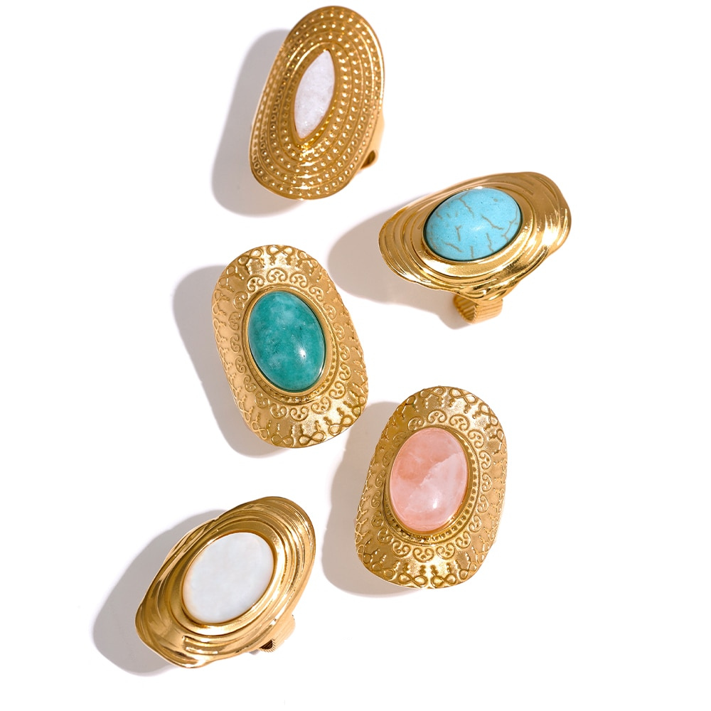 Anel Dourado com Pedra Natural Velavue