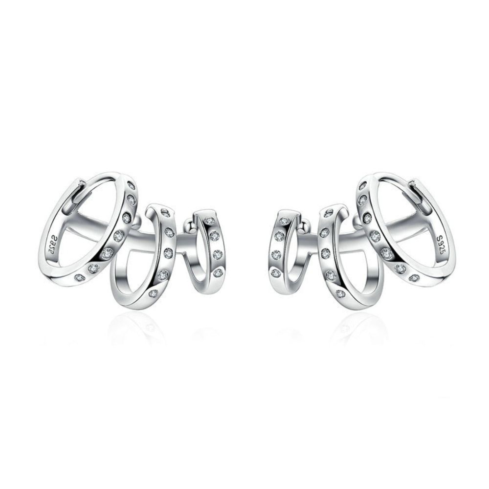 Brinco Triplo Argolinhas com Zircônia - Prata 925 Velavue