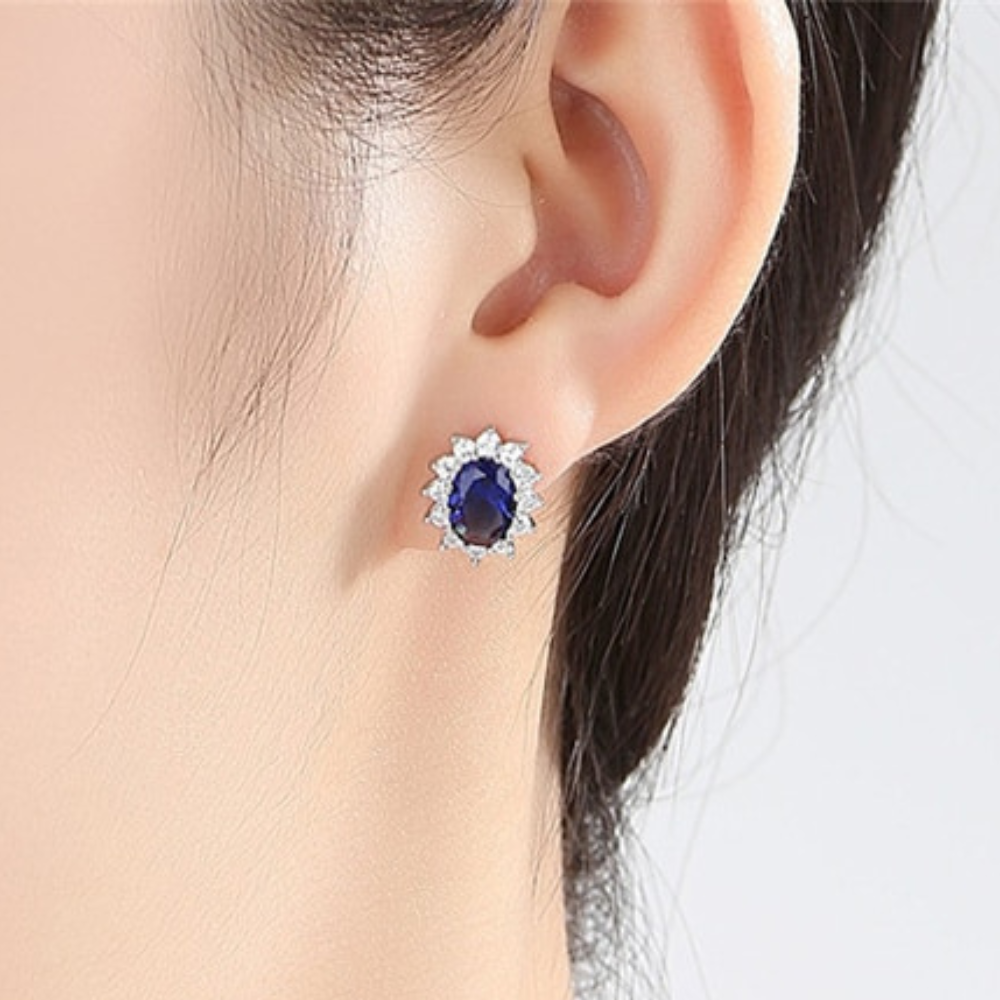 Brinco Elegante com Cristais de Zircônia Branca e Azul Velavue