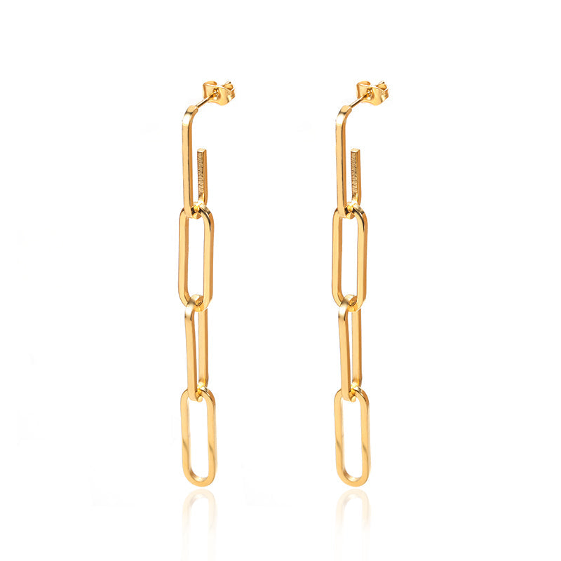 Brincos Dourados de Corrente Banhado a ouro 18k Velavue