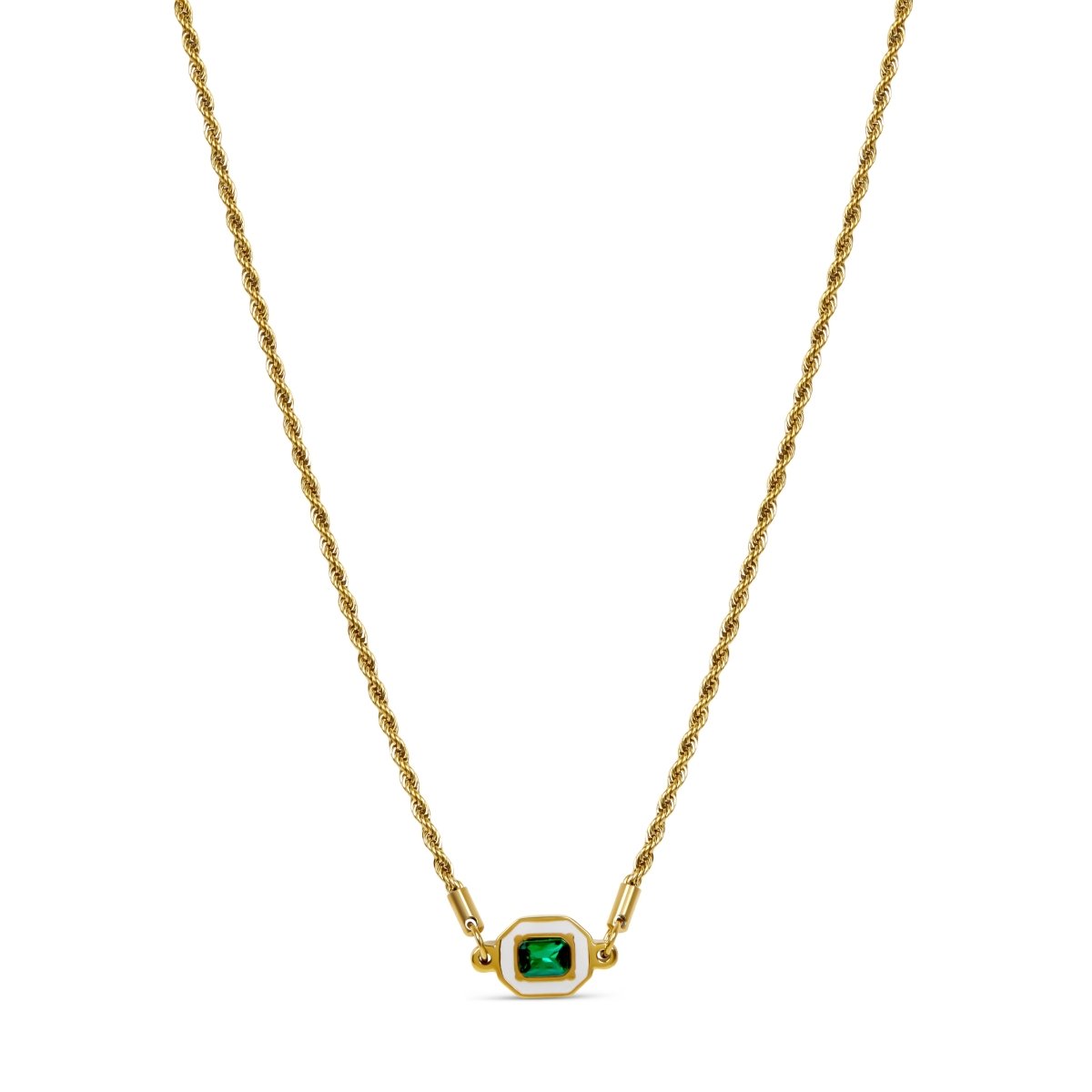 Colar Selene com Pedra de Esmeralda Banhado a Ouro 18k Velavue