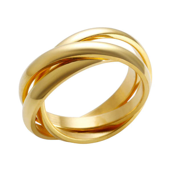 Anel Triplo Interligamos Banhado a Ouro 18K Velavue